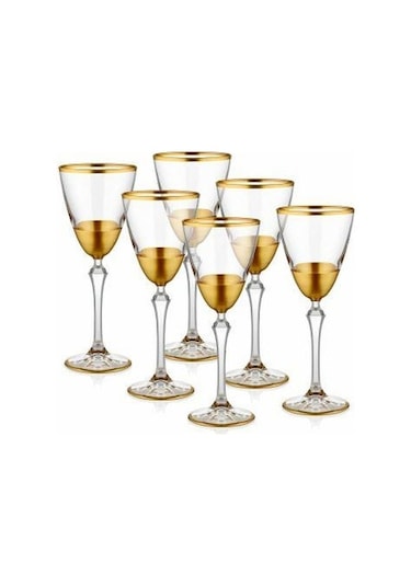 The Mia Glam Şarap Kadehi Gold 6 Parça Glm0006