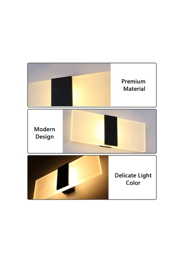 Hangfox Led Duvar Lambası 6w 6500k Beyaz Işık, Modern İç Mekan Koridor Yatak Odası Salon Dekorasyonu, Demir+akrilik, 29x11cm Beyaz Kutulu Dik Açı Diğer