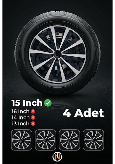 Fiat Linea 15 İnç Jant Kapağı Takım Siyah Gri C106