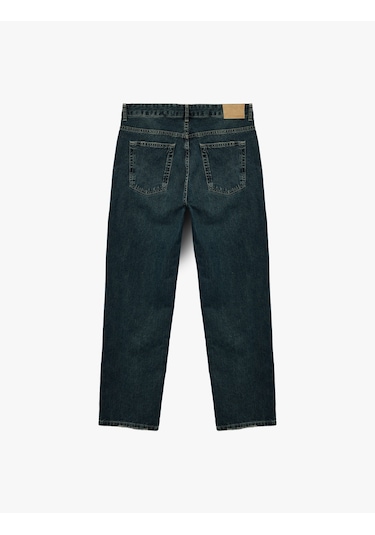 Koton Normal Bel Pamuklu Vintage Straight Fit Jean Pantolon Petrol 6wam40077nd PETROL