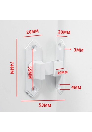 90 Derece Sürgülü Kapı Mandalı, Dik Açı Sürgülü Kapı Mandalı, 90 Derece Kapı Kilidi Mandalı Beyaz