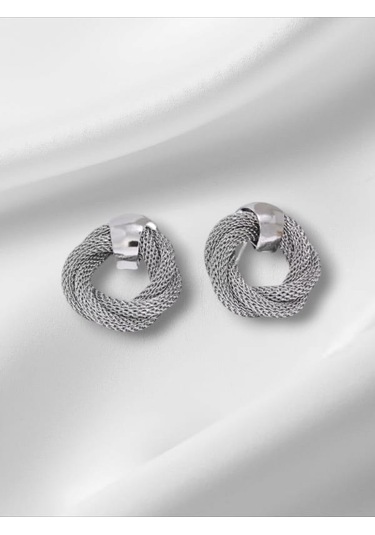 Kadın Düğümlü Çelik Hasır Küpe Gümüş