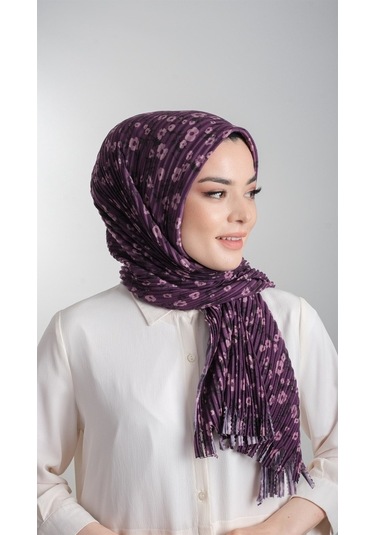 Mürdüm Pratik Hazır Geçmeli Tesettür Eşarp Kesik Elyaf Piliseli Ç (553630036) Mürdüm