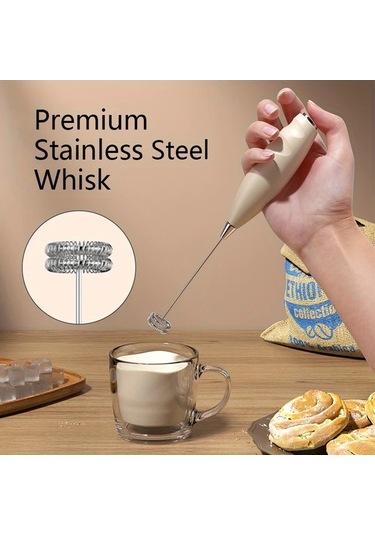 Fochsia 1 Adet Mini Süt Karıştırıcı El Köpük Makinesi, Latte Karıştırma Kahve Köpüğü Matcha Sıcak Çikolata Çırpıcı, Kaki