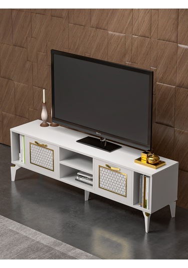 Tv Sehpası Ünitesi Tekli Orta Sehpa 3'lü Zigon Sehpa Set Üç Ürün Beyaz Çok Renkli
