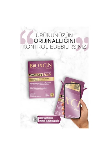 Bioxcin Womens Hair 30 Tablet - Keratin Kolajen Biotin Çinko Demir Selenyum Dul Avrat L Sistein Saç Vitamini