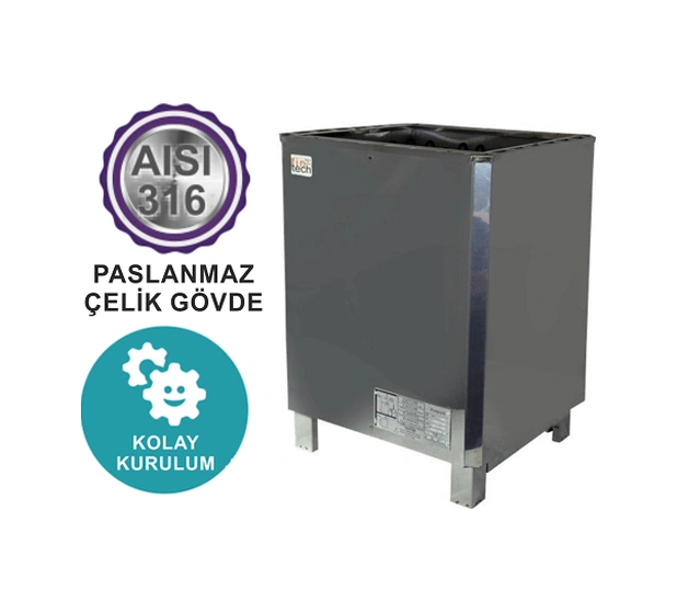 Fıntech Dıştan Kumandalı Sauna Sobası Saw Model 18kw 18 -30m3 60kg Taş Kapasitesi -toptancıyızbiz