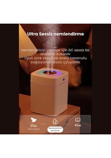 Polham 3 Litre Nano Ultrasonik Çift Püskürtmeli Hava Nemlendirici, Buhar Makinası, Koku Eklenebilir