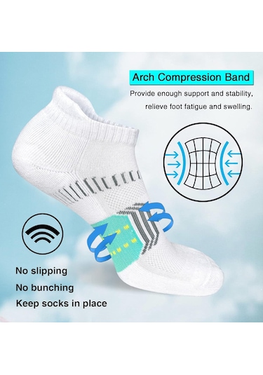 Lemestar Kadınlar İçin Soluk, Havalandırıcı Ağ Desenli Spor Çorapları - Amortisyan, Kayma Engeli Ve Topuk-kuçuk Parmak Güçlendirme Özellikli Beyaz-yeşil, Tek Beden Beyaz - Yeşil