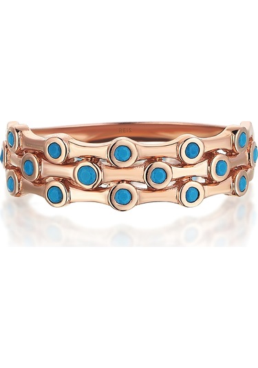 Reis T9658 Triple Firuze Yüzük Pembe Altın