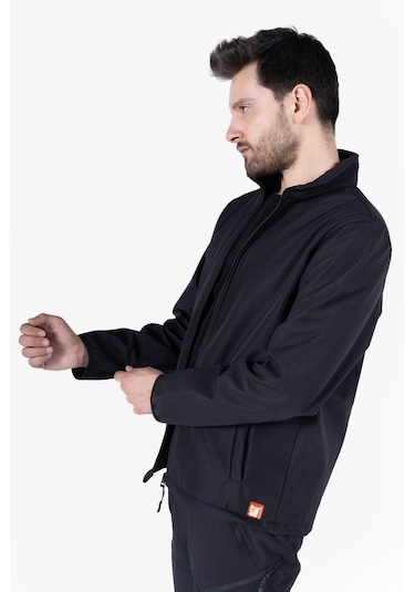 Dik Yaka Cepli Softshell Mont Siyah