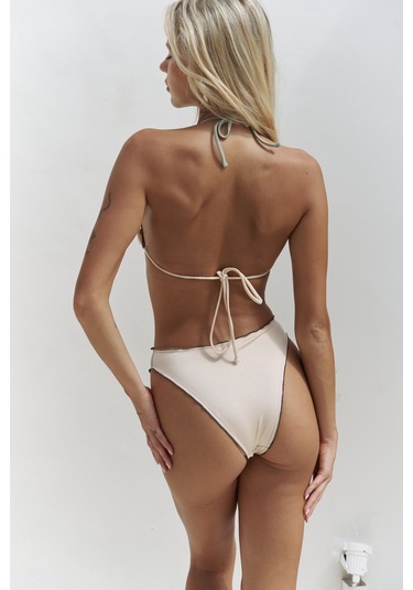 Adira Yan Bağlama Çift Desen Yeşil Bikini Altı Yeşil