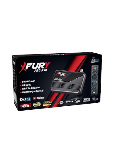 Fury Pro 550 Çanaklı - Çanaksız Wi-Fİ Dahil Full HD Uydu Alıcısı