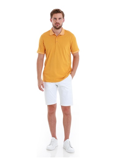 Hardal Regular Fit Düz Polo Yaka Pamuklu Tişört 35361023c007 065 Hardal