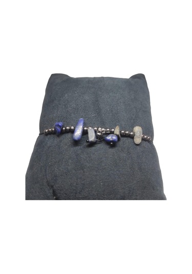 Lapis Taşı Halhal Doğal Taş Bileklik Hal Hal Ayarlanabilir İpli Mavi Taşlı Kristalize Kırık Taş Şifalı Halhal Bileklik Mavi