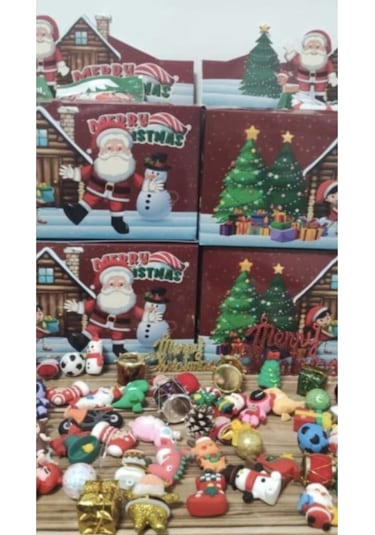 Yeni Yıl Yilbasi Noel Temalı Figürlü Supriz Paket 25 Adet