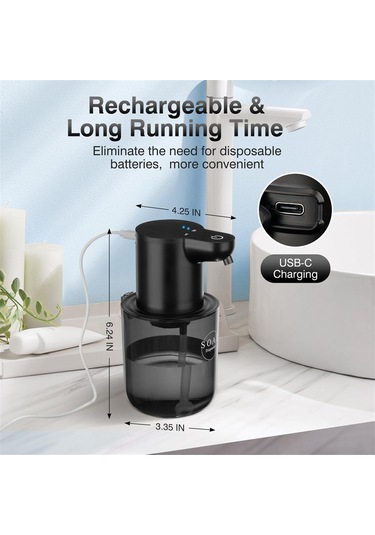 Xiaaokeji Otomatik Sabunluk, Otomatik Sabunluk Duvara Monte, Siyah Siyah