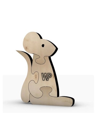 Masif Ahşap Puzzle Çocuklar İçin Boyanabilir Fare Boya Setli