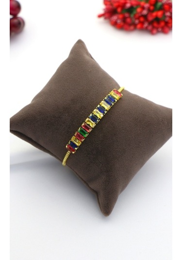 Altın Kaplama Seri Kararmaz Asansörlü Renkli Baget Çelik Bi Gold Altın