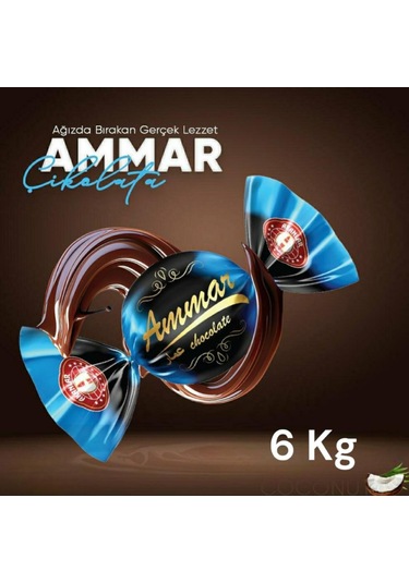 Ammar Bitter Kaplamalı Hindistan Cevizi Aromalı Bayramlık İkramlık Çikolata 6 KG