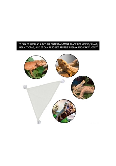 Jeehugo Küçük Sürüngenler İçin Üçgen Ağ Desenli Açık Havalandırmalı Yatak, 3 Emme Çubuğuyla Kolay Kurulum, Dayanıklı Beyaz Kumaş, 2 Adet