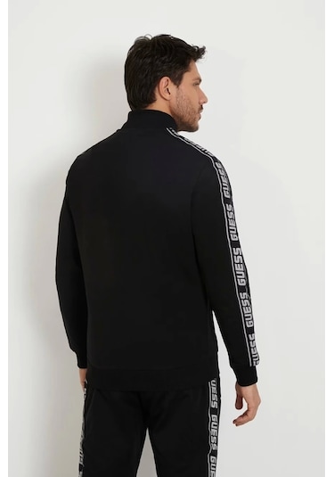 Guess Erkek Siyah Dik Yaka Zip Ceket
