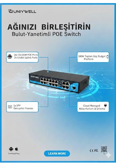 Unıywell Unw-ps316g 16+2 + 1spf Port Poe Swicth