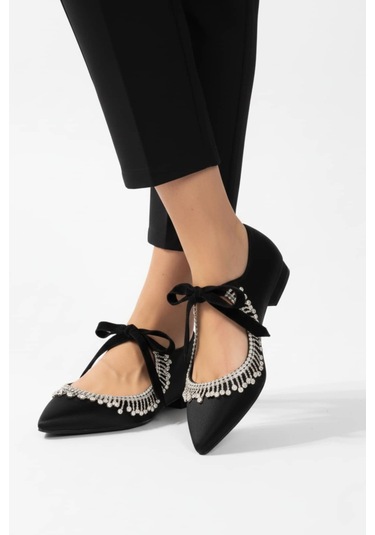 Zenneshoes Eloura Kadın Taşlı Abiye Babet siyah
