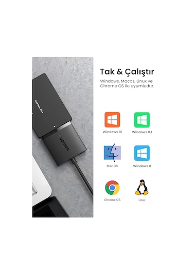 Ugreen Usb 3.0 To Sata Hard Disk Dönüştürücü Adaptör, 60561