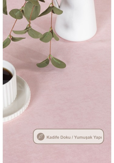 Elart Soft Masa Örtüsü Kadife Dikdörtgen 150x220 Cm Pudra Pudra