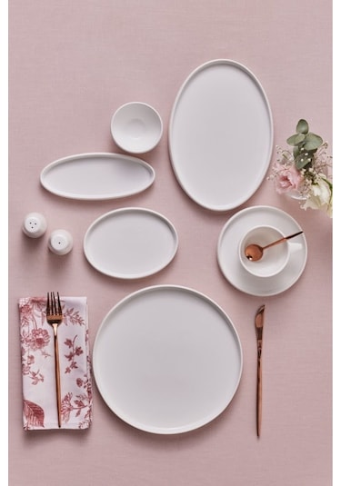 Karaca  Stream Bone Sunset 34 Parça 6 Kişilik Kahvaltı Takımı Beyaz