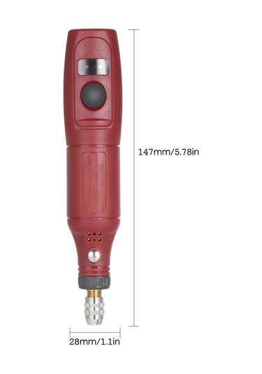 Lemestar 12v El Tipi Mini Freze Seti 5000-15000 Devir Üç Seviye Hız Ayarlı 24 Aksesuar İçeren Avrupa Standartı Plug Kırmızı