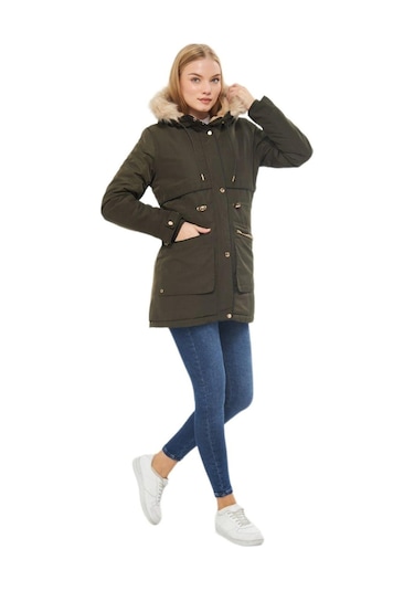 Kadın Büyük Beden Spor Kapüşonlu Mont M5565 Bgl-st03224 001