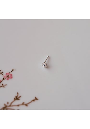 Heppii 925 Ayar Gümüş Mini Nazar Çiçek Hızma Nazarlı Burun Piercing