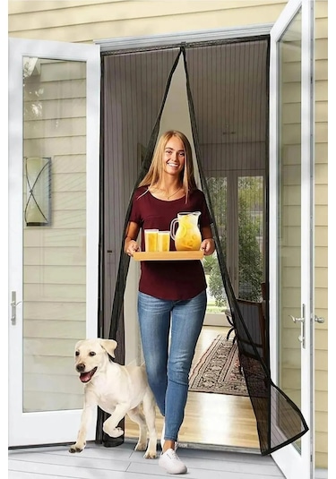 Mıknatıslı Siyah Kapı Sinekliği 120x210 Cm 2x 60x210