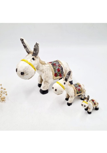 3 Lü Sevimli Hayvan Ailesi Dekoratif Obje Biblo 3 Lü Set