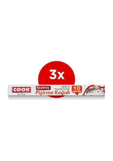 Cook 10'lu Kesilmis Pisirme Kagidi 42x37 CM 3'lü Paket
