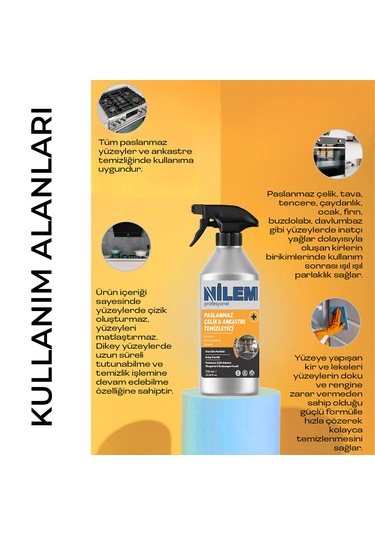 Nilem Profesyonel Paslanmaz Çelik Ve Ankastre Temizleyici 750 ML