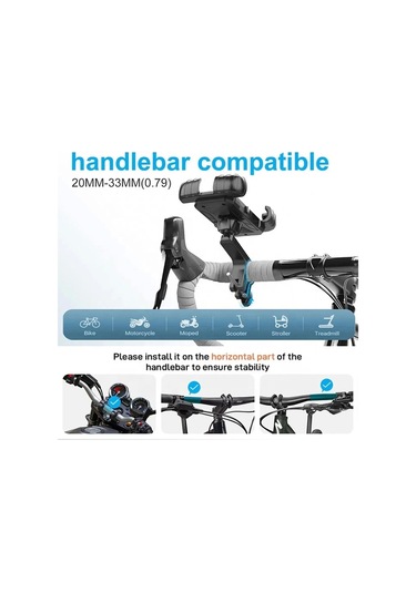 360 Derece Ayarlanabilen Gidon Bağlantılı Bisiklet Motosiklet İçin Abs 4-7.8 İnç Telefon Tutucu Siyah