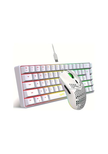 Xuweiwei V200+j900w Hxsj Rgb Klavye Ve Oyun Faresi 68 Tuş Mini Rgb Aydınlatmalı Kablolu Ps4 Xbox Pc Laptop Mac İçin Uygun Oyun Klavye Seti Diğer