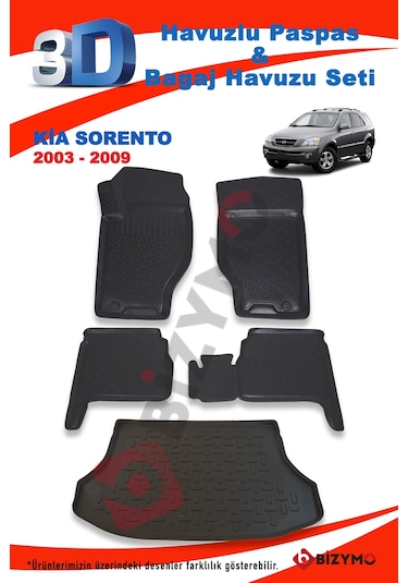 Kia Sorento 2003-2009 Paspas Ve Bagaj Havuzu Seti Siyah
