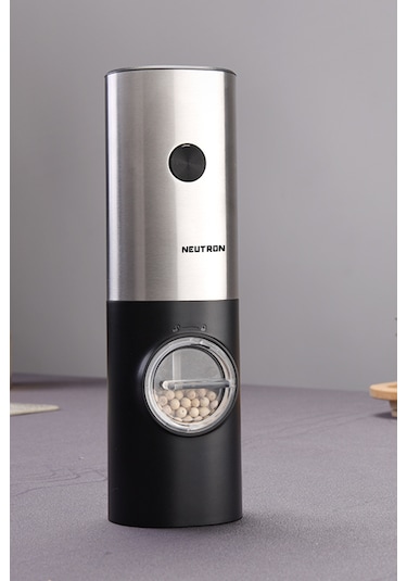 Neutron Pilli Led Işıklı Tuz Karabiber Baharat Değirmen Öğütücü Siyah