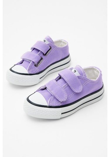 Kauçuk Taban Keten Cırtlı Çocuk Unisex Lila Spor Ayakkabı Tbh1450 LILA