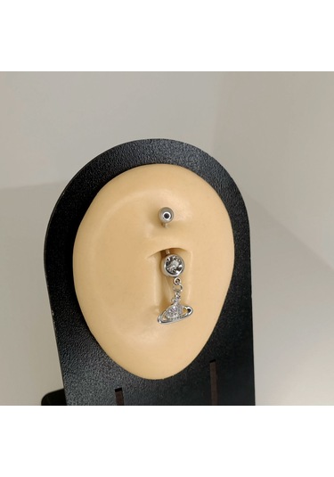 Aya Tasarım Gümüş Renk Saturn Model Göbek Piercing