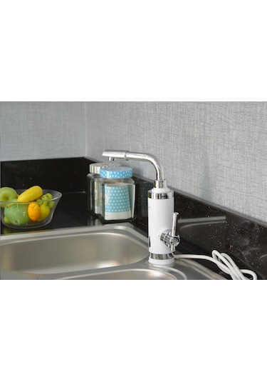 Elektrikli Sıcak Musluk Ani Su Isıtıcı Termal Şofben Musluk Asg5b Beyaz