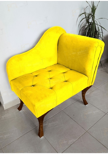 Yeni Model Ters Kol Tekli Köşe Koltuğu Josefin Bench Ceviz Ayak Siyah