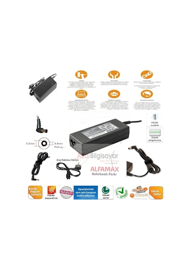 Alfabilgisayar Sony Uyumlu Vaio Vgn-Ns31S, Vgn-Ns31St, Vgn-Ns36E Adaptör, Şarj Aleti Gü