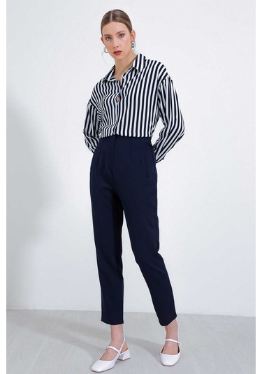 Gabria Yüksek Bel Kumaş Pantolon Lacivert