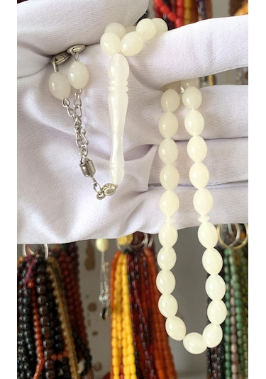 Tesbihci Kırık Beyaz Beyzi Model Sıkma Toz Kehribar