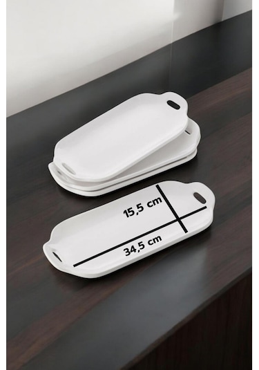 6 Lı Tavuk Dünyası Model Oval Kulplu Tabak - Kayık Servis Sunum Tabağı